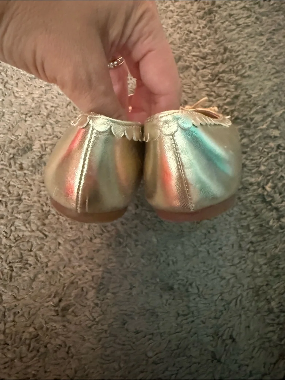 Mini Boden Metallic Gold Mary Jane Ballet Flat Sz 30 (12.5)